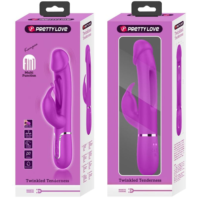 Pretty Love – Kampas Rabbit 3 In 1 Multifunktionaler Vibrator Mit Zunge Fuchsia