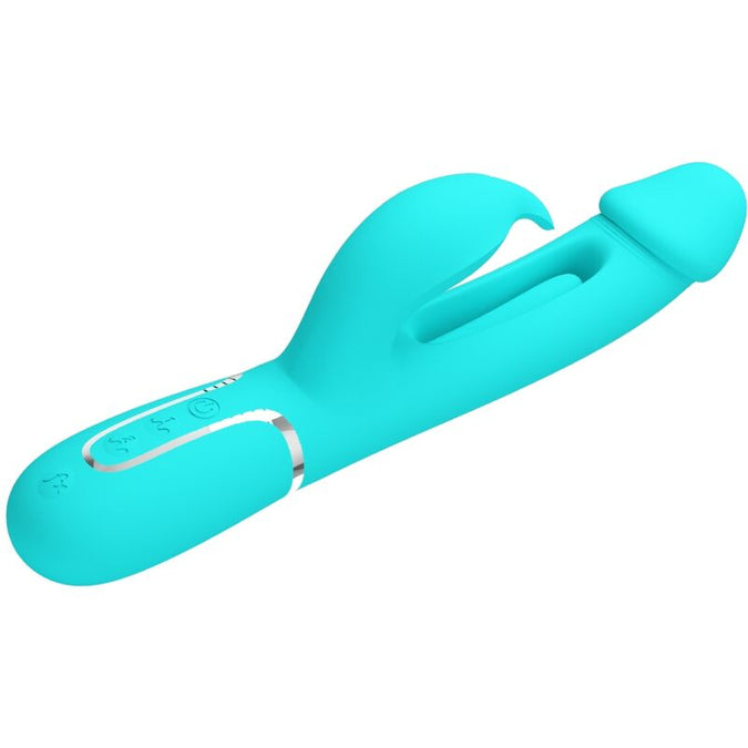 Pretty Love – Kampas Rabbit 3-in-1 Multifunktionsvibrator mit Zunge Aqua Grün