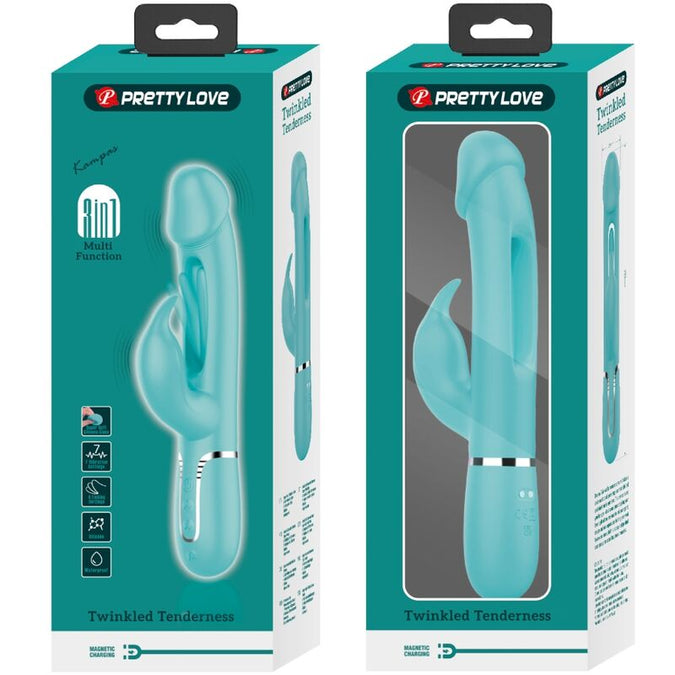 Pretty Love – Kampas Rabbit 3-in-1 Multifunktionsvibrator mit Zunge Aqua Grün