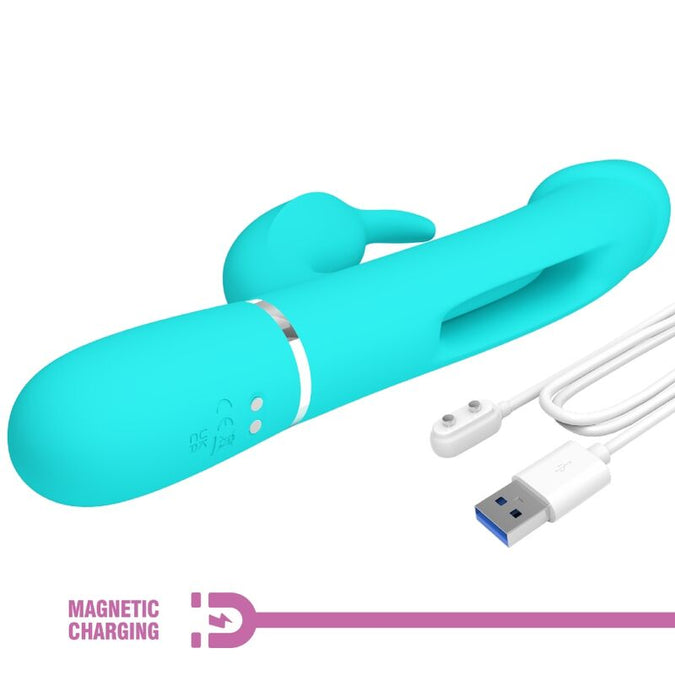 Pretty Love – Kampas Rabbit 3-in-1 Multifunktionsvibrator mit Zunge Aqua Grün