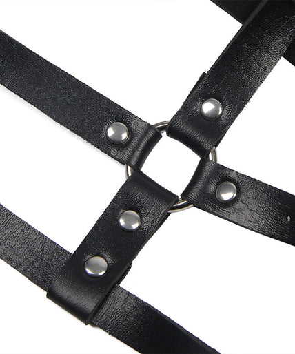 Subblime – Leder Ring Brust Harness Schwarz Einheitsgröße