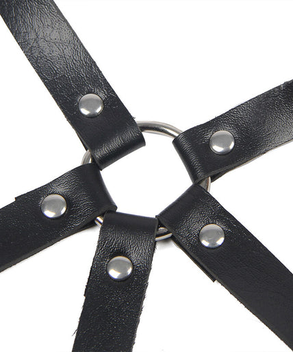 Subblime – Leder Ring Brust Harness Schwarz Einheitsgröße