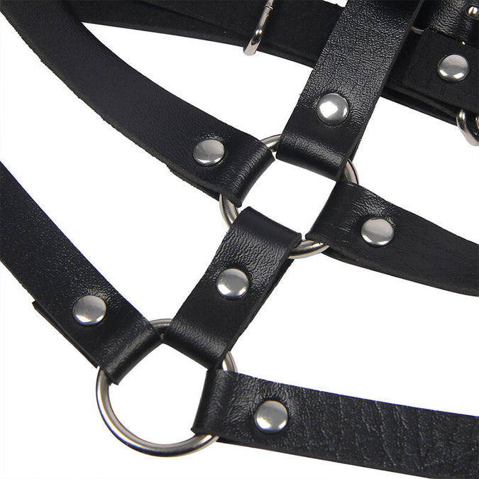 Subblime – Leder Ring Brust Harness Schwarz Einheitsgröße
