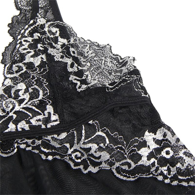 Subblime – Babydoll Stoff Tüll Brust Spitze L/xl