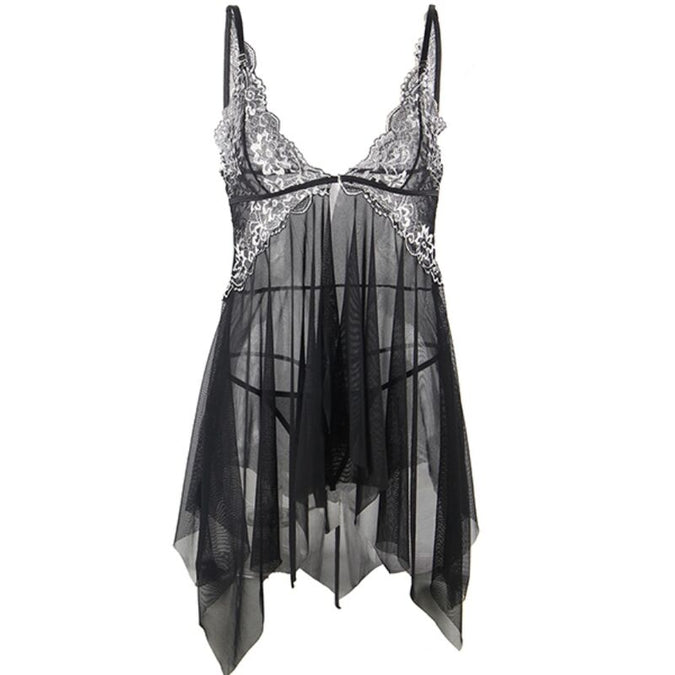 Subblime – Babydoll Stoff Tüll Brust Spitze L/xl