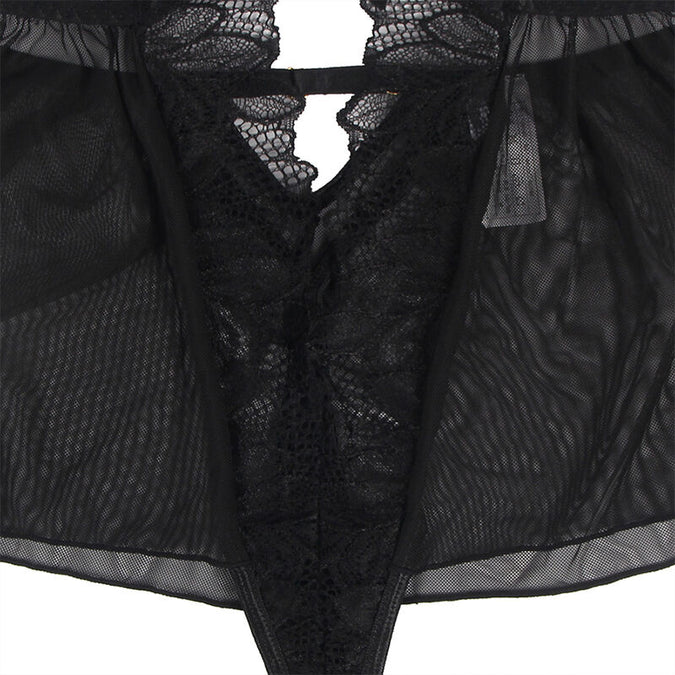 Subblime – Teddy mit Neckholder und freiem Rücken aus Spitze Schwarz L/xl
