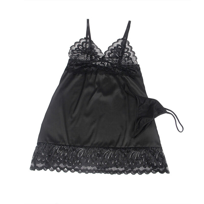 Subblime – Babydoll With Floral Print Chest Black S/m