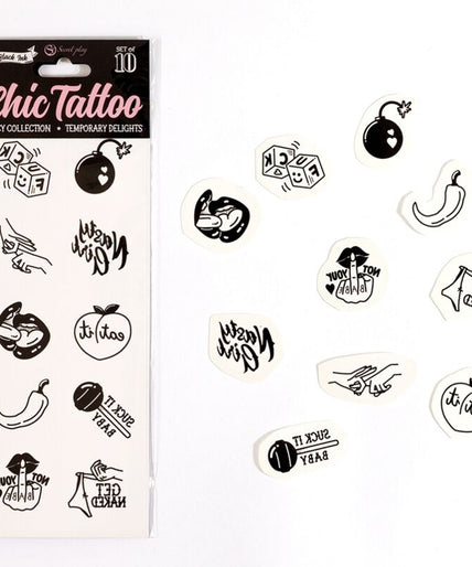 Secret Play – Set Of 10 Spicy Collection Temporary Tattoos