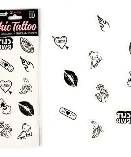 Secret Play – Set Of 10 Candy Collection Temporary Tattoos