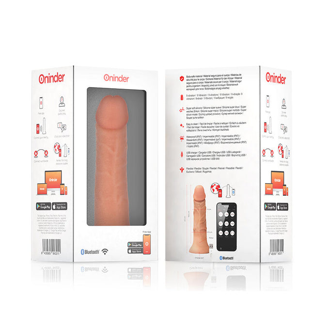 Oninder – Großer Bogotá Vibrator Dildo 9 Geschwindigkeiten Natur 22 cm – Ø – 4,5 cm – Kostenlose App