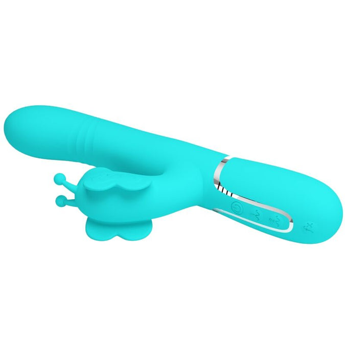 Pretty Love – Multifunktionaler Rabbit Vibrator 4 in 1 Schmetterling Aqua Grün