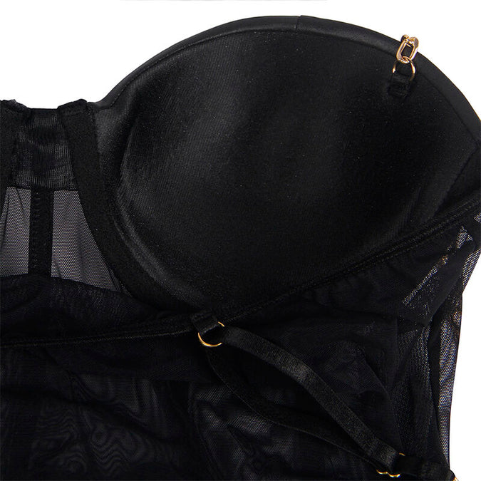 Subblime – Schwarzer Ketten Hosenträger Body S/m