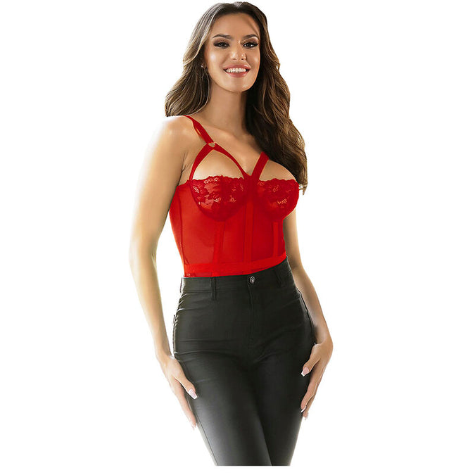 Subblime – Teddy With Garter Strap Detail Chest Red S/m