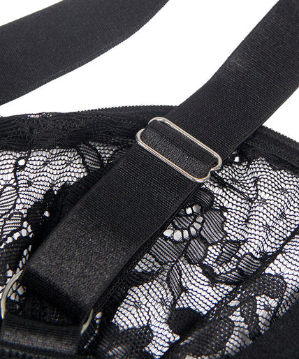 Subblime – Teddy With Garter With Lace Detail And Strips Black L/xl
