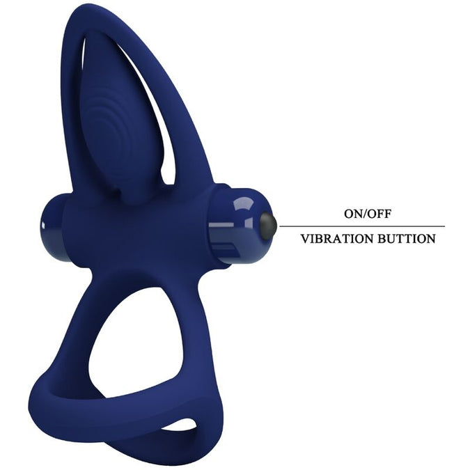 Pretty Love – Mat Doppelring mit Vibration & Stimulator Blau