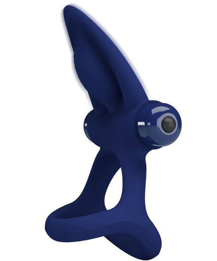 Pretty Love – Mat Double Ring With Vibration & Stimulator Blue