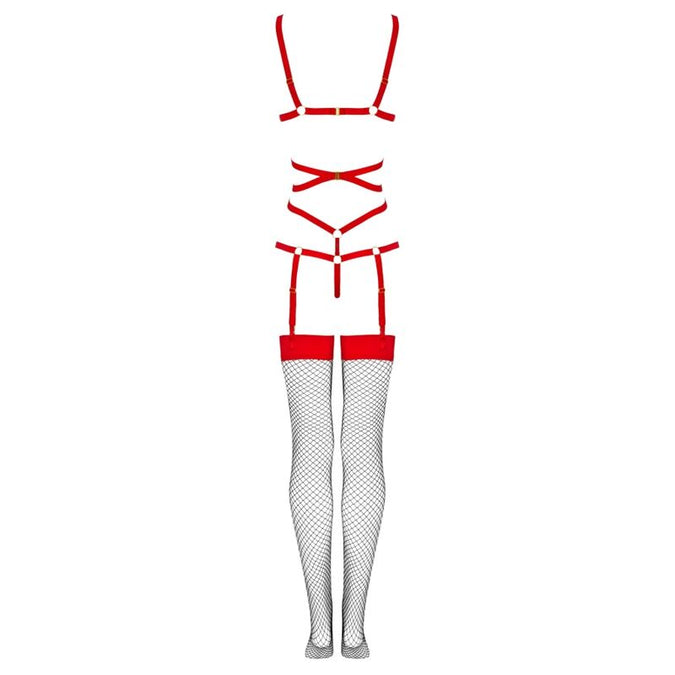 Livco Corsetti Fashion – Thiara Lc 20213 Set Body + Strümpfe Rot S/m
