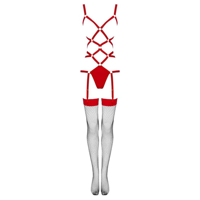 Livco Corsetti Fashion – Thiara Lc 20213 Set Body + Strümpfe Rot L/xl