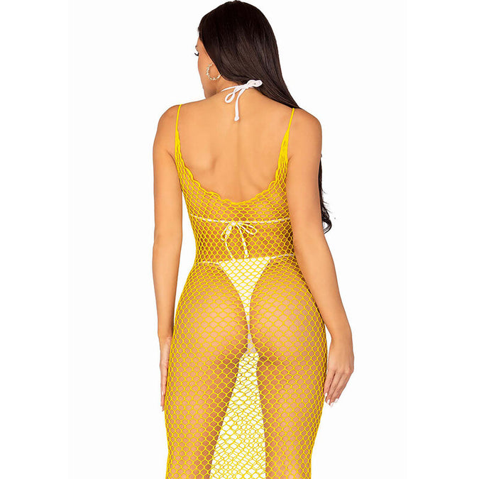Leg Avenue – Langes Netzkleid Gelb Einheitsgröße