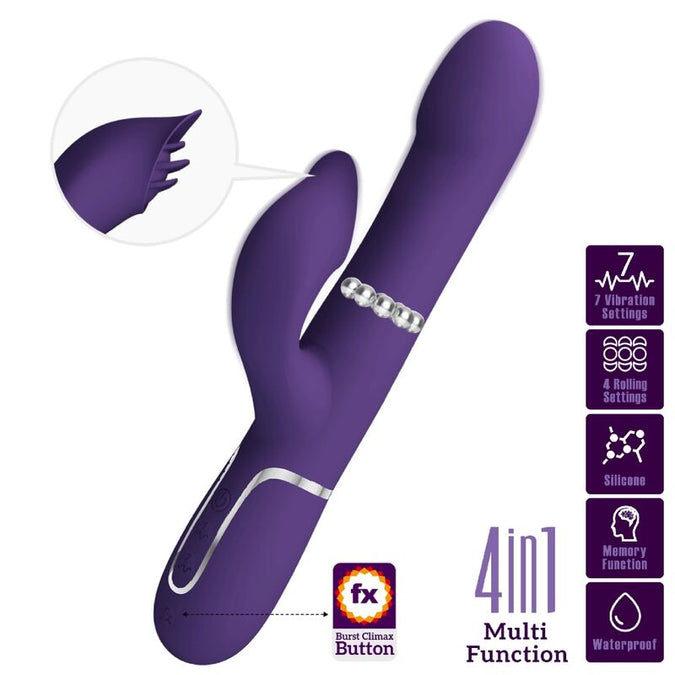 Pretty Love – Zalin Rabbit Vibrator Perlen 4 in 1 Lila