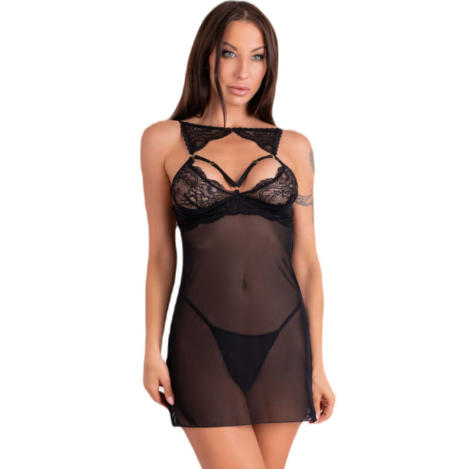 Livco Corsetti Fashion – Krolina LC 90734 Chemise + String Schwarz L/XL
