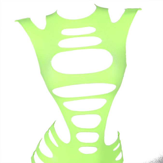 Subblime – 952280 Groene Lange Mouwen Elastische Visnet Jurk One Size