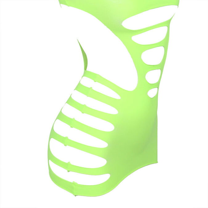 Subblime – 952280 Groene Lange Mouwen Elastische Visnet Jurk One Size