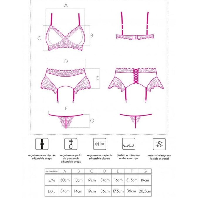 Livco Corsetti Fashion – Nahir Lc 20214 BH + Slip + Strumpfhalter S/M