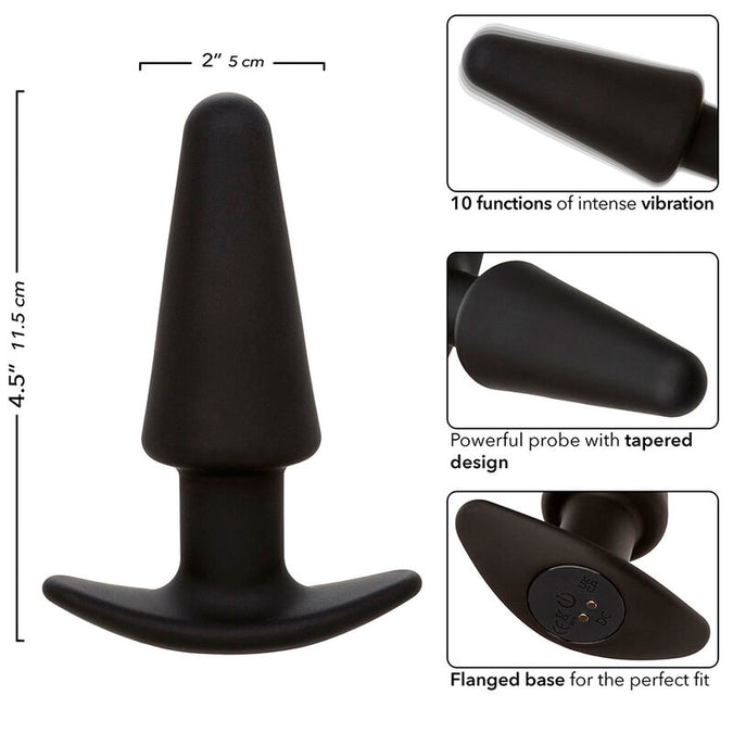 Calexotics – Rock Bottom Konischer Analplug 10 Vibrationen Silikon Schwarz
