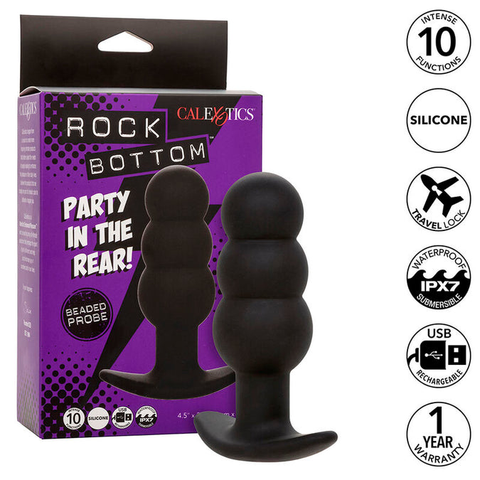 Calexotics – Rock Bottom Perlen Analplug 10 Vibrationen Silikon Schwarz