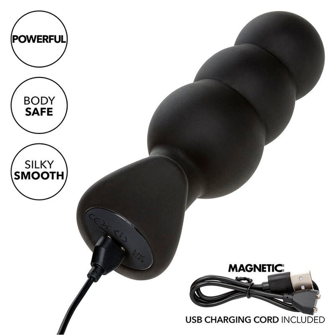 Calexotics – Rock Bottom Perlen Analplug 10 Vibrationen Silikon Schwarz