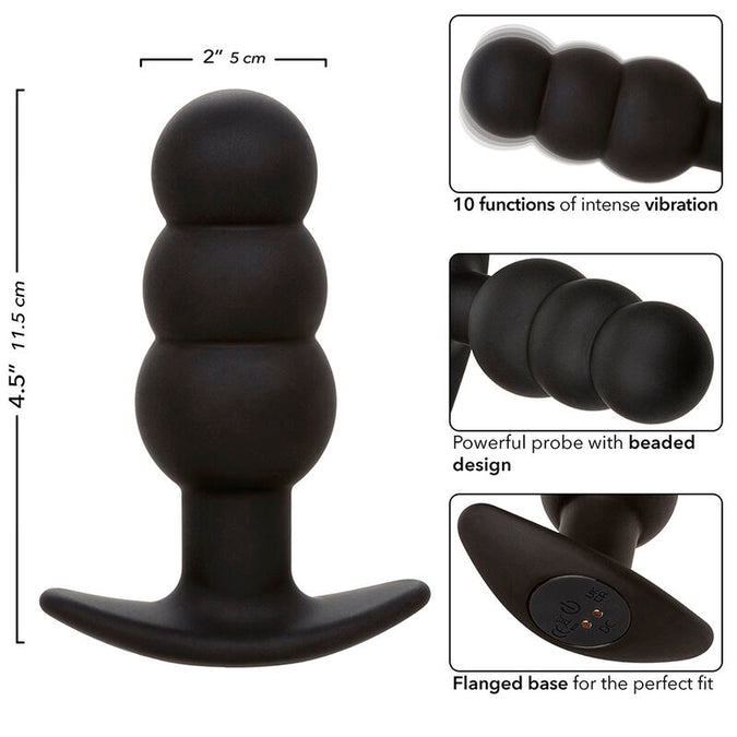 Calexotics – Rock Bottom Perlen Analplug 10 Vibrationen Silikon Schwarz