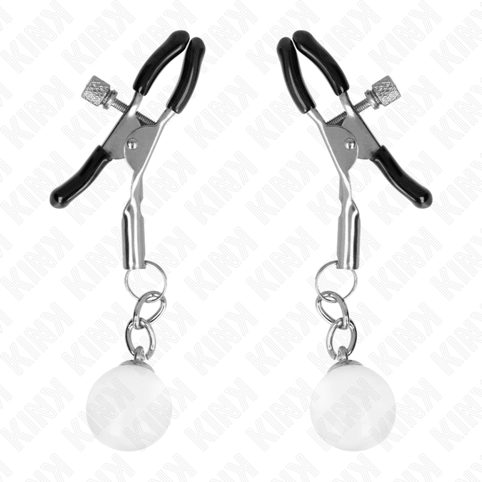 Kink – Glasperlen-Brustwarzenklemmen Silber 6 cm