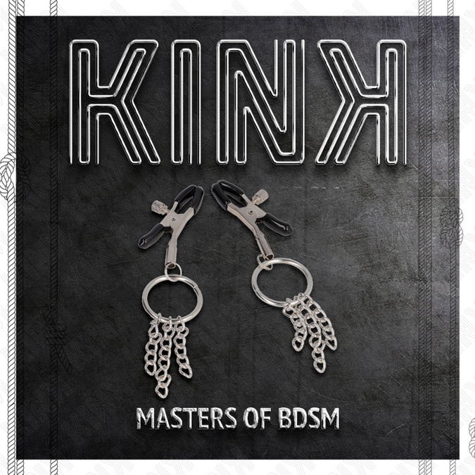 Kink – O-Ring-Brustwarzenklemme mit kleiner Kette Silber 6 cm