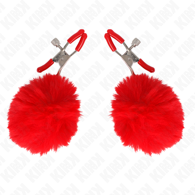 Kink – Nippelklemme mit Kunstfellball Rot 6 cm