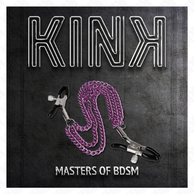 Kink – Brustwarzenklemmen mit 3 Ketten Lila 20/23/28 cm