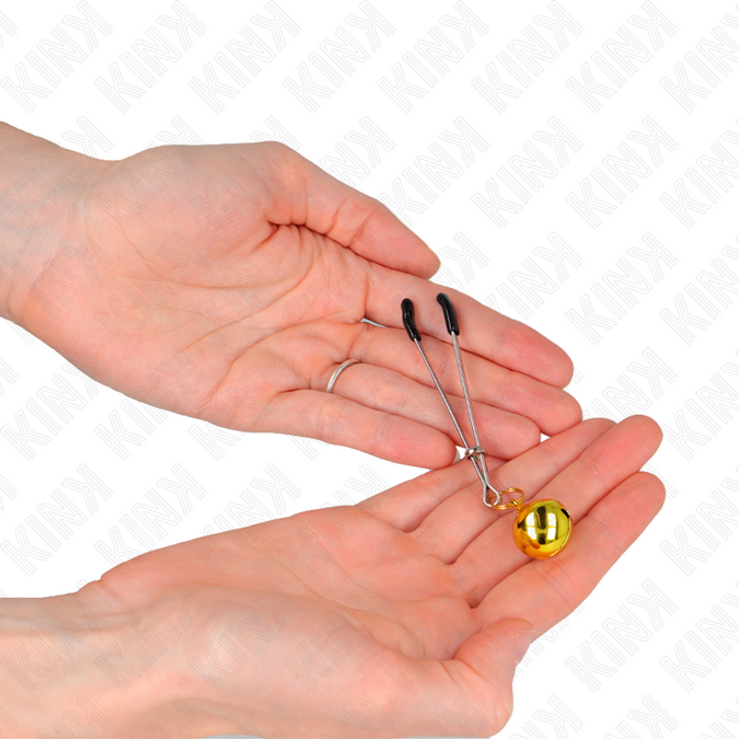 Kink – Dünne Glocken-Nippelklemmen Gold 7 cm