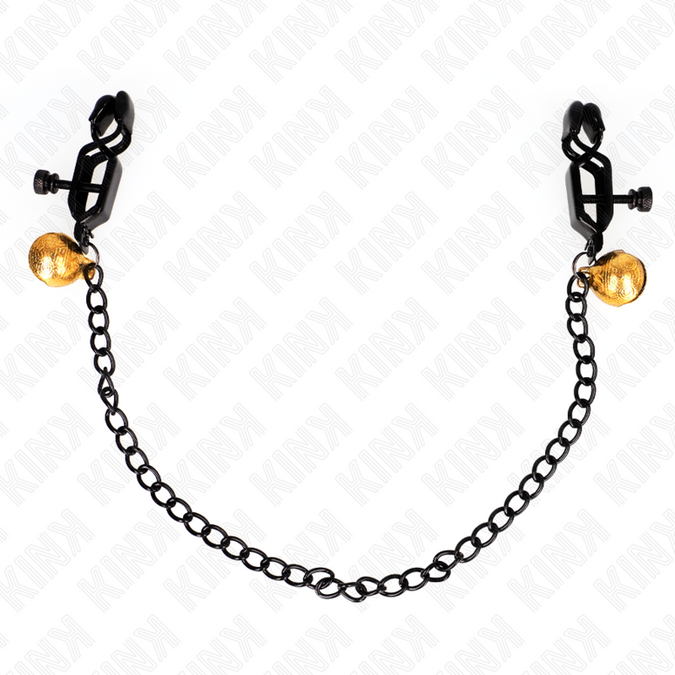 Kink – Flache Ketten-Brustwarzenklemmen mit Glocke Silber 30 Cm