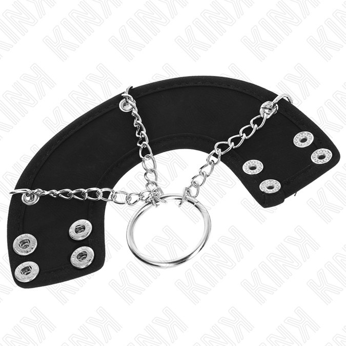 Kink – Penisring 4 cm ketting 7 cm metaal met leren riem