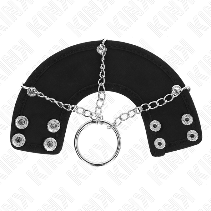 Kink – Penisring 4 cm ketting 7 cm metaal met leren riem