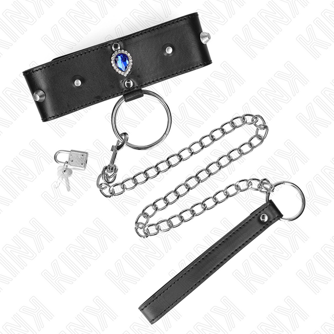 Kink – Halskette 65 cm mit Riemen und blauen Diamanten, verstellbar 36 – 43 cm x 5 cm