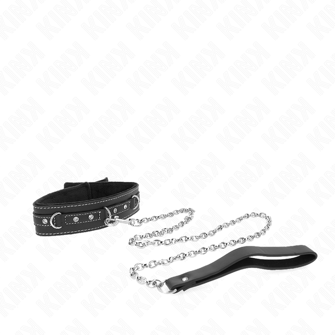 Kink – PVC-Lederhalsband Mit Gürtel 105 Cm Strassnieten 41,5 X 4 Cm