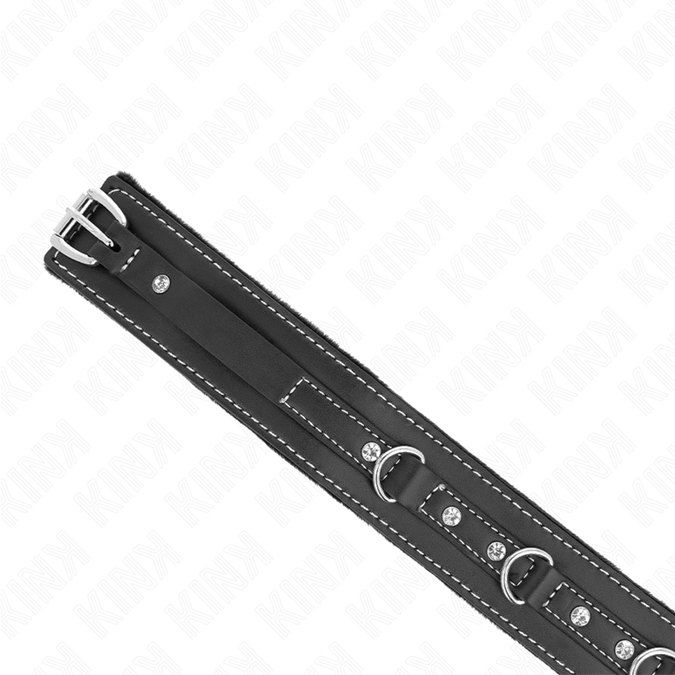 Kink – PVC-Lederhalsband Mit Gürtel 105 Cm Strassnieten 41,5 X 4 Cm