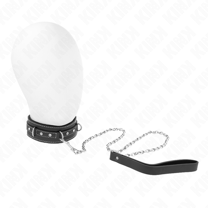 Kink – PVC-Lederhalsband Mit Gürtel 105 Cm Strassnieten 41,5 X 4 Cm