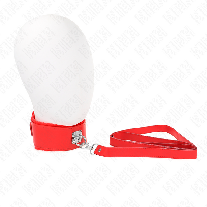 Kink – Halskette Mit Leine 116 Cm Mit Silbernen Nieten Modell 4 Rot Verstellbar 40 – 48 Cm X 6 Cm