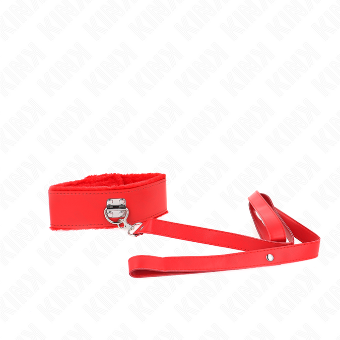 Kink – Halskette Mit Leine 116 Cm Mit Silbernen Nieten Modell 4 Rot Verstellbar 40 – 48 Cm X 6 Cm
