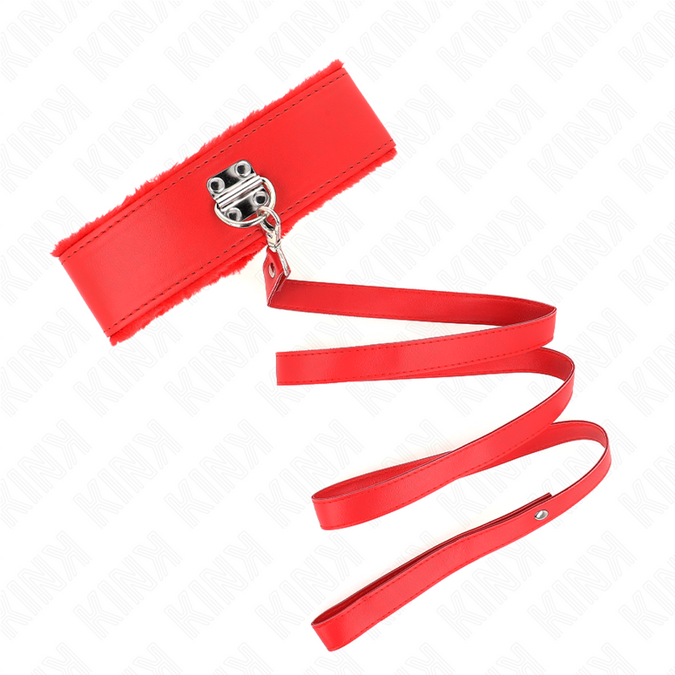 Kink – Halskette Mit Leine 116 Cm Mit Silbernen Nieten Modell 4 Rot Verstellbar 40 – 48 Cm X 6 Cm