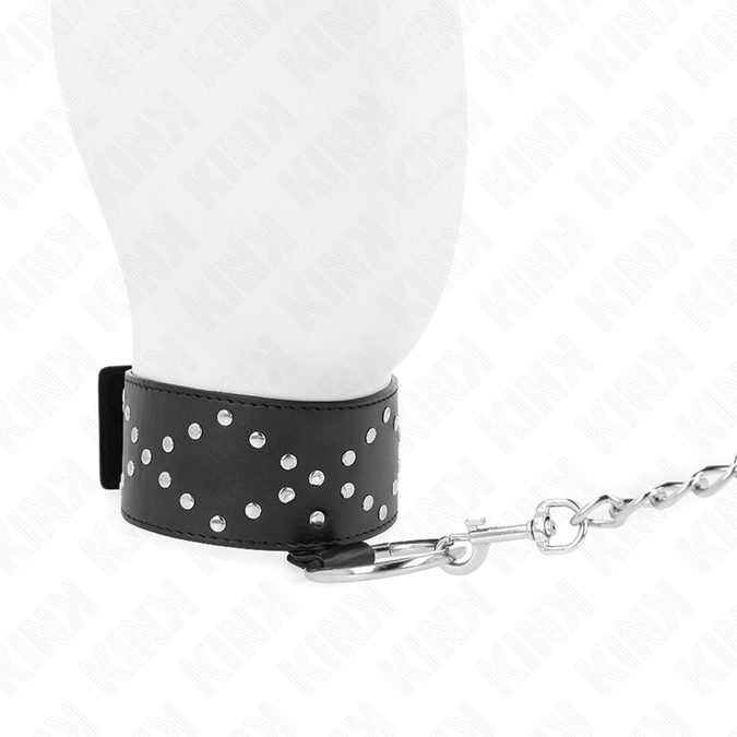 Kink – Necklace 65 Cm With Leash With Silver Studs Model 3 Adjustable 36 – 43 Cm X 5 Cm