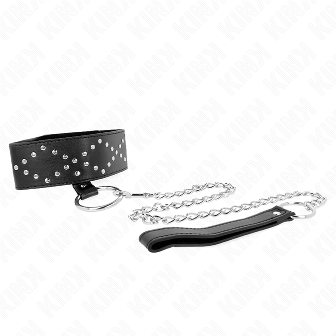 Kink – Necklace 65 Cm With Leash With Silver Studs Model 3 Adjustable 36 – 43 Cm X 5 Cm