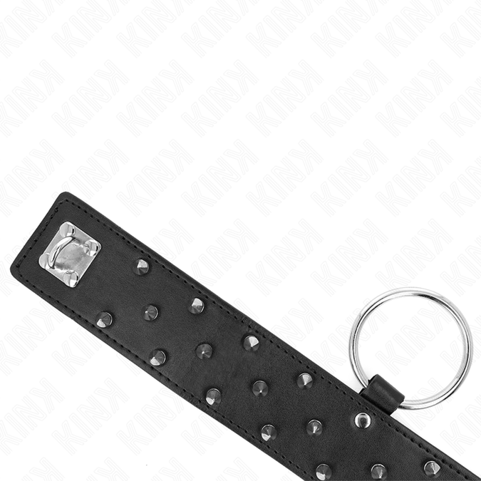 Kink – Halsband mit Leine 65 cm mit silbernen Nieten Modell 5 verstellbar 36 – 43 cm x 5 cm